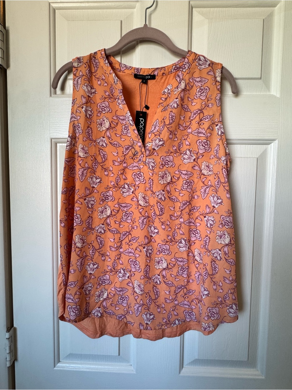 Papermoon Orange Floral V-Neck Sleeveless Camisole